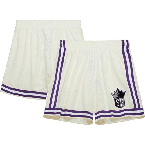 Cremefarbene Sacramento Kings Swingman-Shorts mit Kettenstich von Mitchell & Ness für Herren