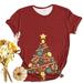 YFPWM Merry Christmas Shirts for Women Crewneck Short Sleeve Sweatshirt Snowflake Pullover Women Christmas Holiday Party Pullover Gifts Shirt Top Red XXXL