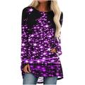 YFPWM Women Christmas Sweatshirt Casual Fit Shirts Casual Tunic Crewneck Long Sleeve Oversized Tops Gnomes Shirt Women Christmas Dressy Casual 2023 Fall Pullover Tops Blouse Hot Pink XL