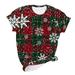 YFPWM Christmas Shirts for Women Plus Size Short Sleeve Crewneck Short Sleeve Pullover Snowman Tees Christmas Shirts for Women Christmas Tree Gift Tee Tops Red XXXL