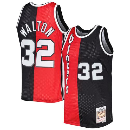 Mitchell & Ness Bill Walton Portland Trail Blazers Hardwood Classics 1976/77 Split Swingman-Trikot in Rot/Schwarz