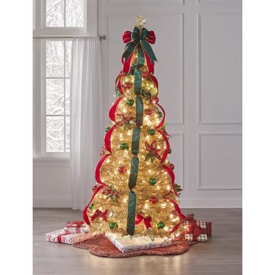 Fully Decorated Pre-Lit 6-Ft. Pop-Up Christmas Tree by BrylaneHome in Champagne