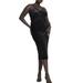 Plus Size Women's Velvet Midi Dress With Cowl by ELOQUII in Black Onyx (Size 28)