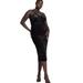 Plus Size Women's Velvet Midi Dress With Cowl by ELOQUII in Black Onyx (Size 16)