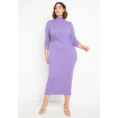 Plus Size Women's Twist Detail Ribbed Dress by ELO...