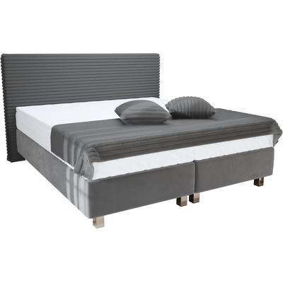 Boxspringbett "Sven", grau (anthrazit), L:210cm, 80% Baumwolle/20% Polyester, Polsterwatte: 100% Polyester, WESTFALIA SCHLAFKOMFORT, Komplettbetten, Boxspringbett, inkl. Zierkissen, wahlweise mit und ohne Kaltschaum-Topper Image