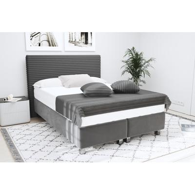 Boxspringbett "Sven", grau (anthrazit), L:210cm, 80% Baumwolle/20% Polyester, Polsterwatte: 100% Polyester, WESTFALIA SCHLAFKOMFORT, Komplettbetten, Boxspringbett, inkl. Zierkissen, wahlweise mit und ohne Kaltschaum-Topper Image