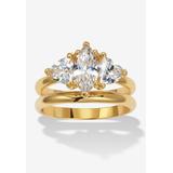 Women's 2 Tcw Marquise Cubic Zirconia 14K Yellow Gold-Plated Bridal Ring Set by PalmBeach Jewelry in Gold (Size 9)