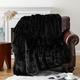 BATTILO HOME Faux Fur Blanket Black Throw 125x150cm, Thick Warm Soft Fluffy Blankets for Bed, Luxury Plush Fuzzy Cozy Fur Blanket with Long Pile, Black Fur Throws for Sofa Couch Chair Home Decor