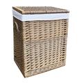 Amalfi Deluxe Wicker Laundry Basket - Framed Rectangular Willow Washing Basket Bin with Lid and Removable Lining (Large, Light Grey)