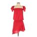 Amanda Uprichard Casual Dress - Mini Square Short sleeves: Red Solid Dresses - Women's Size P