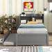 Winston Porter Twin Bed w/ Trundle, Bookcase Wood in Gray | 36.7 H x 42 W x 85.04 D in | Wayfair 8D7207293A894CAFBB63DBC7C02844BD