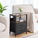 17 Stories Avrianna Nightstand w/ Charging Station & Drawers Wood/Metal in Black | 23.62 H x 15.75 W x 11.81 D in | Wayfair