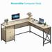 17 Stories Chuipek 41.61" W L-Shaped Writing Desk Wood/Metal in Black | 29.55 H x 59.89 W x 41.61 D in | Wayfair D6ADD21245AF4533B48D39BE185A931D