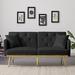 Mercer41 Raynetta Velvet Recessed Arm Sofa Bed, Sofa Sleeper, Loveseat, Couch Velvet in Black | 29.52 H x 59 W x 31.49 D in | Wayfair