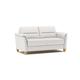 CAVADORE Leder 3er-Sofa Palera / Landhaus-Couch mit Federkern + massiven Holzfüßen / 179 x 89 x 89 / Leder Weiß