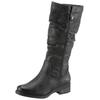 Winterstiefel MUSTANG SHOES, Damen, Gr. 40, Normalschaft, grau (dunkelgrau), Lederimitat, used, modisch, Schuhe, Langschaftstiefel, Blockabsatz, mit Raffungen am slouchy Schaft