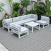 24.8 x 113.62 x 58.98 in. Chelsea Patio Aluminum Sectional & Coffee Table Set with Cushion Light Grey & White - 7 Piece