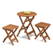 Magshion 3Pcs Patio Bistro Set Outdoor Wood Folding Table and Chairs Set 2 Patio Stools and Dining Table for Backyard Balcony Poolside Garden Brown