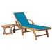 moobody Sun Lounger with Table and Cushion Solid Teak Wood