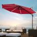 FLAME&SHADE 10 ft LED Outdoor Patio Cantilever Offset Aluminum Hanging 360Â°Rotation Umbrellas for Pool Backyard and Garden Red