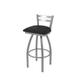 Holland Bar Stool 25 in. Jackie Low Back Swivel Outdoor Counter Stool with Breeze Black Seat Stainless Steel