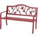 Jiarui Outdoor Patio Metal Park Bench Red Steel Frame Bench with Backrest and Armrests for Porch Patio Garden Lawn Balcony Backyard and Indoor 50.4â€�Wx23.5â€�D x35.0â€�H