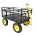 CREATIVE HOBBIES Steel Garden Cart with 1400 lbs Capacity with Removable Mesh Sides to Convert into Flatbed 16in Tires Utility Metal Wagon for Garden Farm Yard