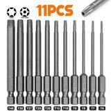 Seetaras 11PCS Torx Bit Set Extra Long Bit Socket Set S2 Alloy Steel Bit Screwdriver Wrench Drill Bit Set 1/4 Drive 75mm Socket Drill Bit