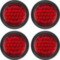 4Pcs 4 Inch Round LED Trailer Tail Lights Red 24 LED Waterproof 4 Inch Round Led Stop Turn Brake Tail Lights Flush Mount for Trucks RV Include Lights Grommets 3-Prong Wire Pigtails 12V Sealed