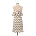 Judith March Casual Dress - A-Line: Ivory Print Dresses - Women's Size Small