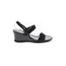 Stuart Weitzman Wedges: Black Print Shoes - Women's Size 7 1/2 - Open Toe