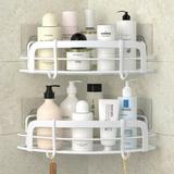Rebrilliant Massaline Adhesive Shower Caddy Stainless Steel/Metal in White | 8.65 W x 8.65 D in | Wayfair C6F4106138724DCC9A659CC8E1A73FD1
