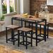 17 Stories Keeden Square 47.2" L x 23.6" W Dining Set Wood/Metal in Black/Brown | 35 H x 23.6 W x 47.2 D in | Wayfair