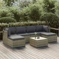 Gecheer 7 Piece Patio Set with Cushions Gray Poly Rattan