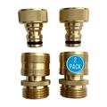 Quick Connector Garden Hose Fittings (2 Pack) - Leak Free - 3/4 Snap-On Water Hose Adapter for Quick Release - Solid Brass - Quick Connection Garden Hose Connectors