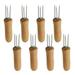 8pcs Stainless Steel Corn Cob Holder Wooden Handle Grilling Fork Portable Fruit Forks Barbecue Accessories