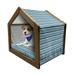 Aqua Pet House Retro Vintage Chevron Geometrical Zig Zag Stripes Outdoor & Indoor Portable Dog Kennel with Pillow and Cover 5 Sizes Pale Blue Navy Blue by Ambesonne