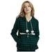 Tiqkatyck Womens Long Sleeve Tops Clearance Women s Autumn and Winter Fleece Loose Pet Hooded Sweater Pullover Large Pocket Plaid Sweatshirt for Women Hoodies for Women Gifts for Women Green