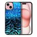 WIRESTER Shockproof Soft Rubber Cover Case for Apple iPhone 15 Plus 6.7 2023 (NOT FIT Apple iPhone 15 6.1 2023) Blue Glitter Sparkle With Black Blue Glitter Zebra