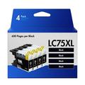 LC75 LC75XL High Page Yield Compatible Ink Cartridge Replacement for Brother Black LC75 LC75XL to Use with Brother MFC-J430W MFC-J6910DW MFC-J280W MFC-J425W MFC-J280W MFC-J6710DW(4 Black)