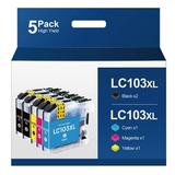 LC103XL Ink Compatible Ink Cartridge Replacement for Brother LC103XL Compatible with DCP-J152W MFC-J245 MFC-J870DW MFC-J6520DW MFC-J6920DW MFC-J450DW MFC-J470DW (Yellow Cyan Black Magenta 5 Pack )