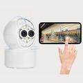 Camera Ozmmyan Wireless WiFi Bluetooth Connection Camera 4MP FHD Indoor Dual Lens Camera 360 Â° Dual Light Full Color Night Vision Camera Mobile Tracking Alarm Push Digital Camera White