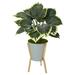 Nearly Natural 28 inch Variegated Hosta Artificial Plant in Green Planter with Stand