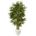 Nearly Natural 5.5 ft. Bamboo Artificial Tree in White Oval Planter