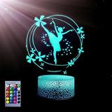 YSTIAN 3D Ballet Night Light Table Desk Optical Illusion Lamps 16 Color Changing Lights LED Table Lamp Xmas Home Love Birthday Children Kids Decor Toy Gift