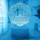 YSTIAN 3D Muslim Allah Night Light Lamp Illusion Night Light 16 Color Changing Table Desk Decoration Lamps Gift Acrylic Flat ABS Base USB Cable Toy