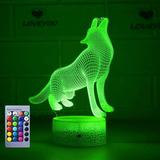 YSTIAN 3D Wolf Night Light Lamp Illusion Night Light 16 Color Changing Table Desk Decoration Lamps Gift Acrylic Flat ABS Base USB Cable Toy