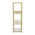 DecMode 12 x 39 Gold Marble 3-Tier Shelving Unit with 3 Marble Shelves 1-Piece