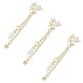 NUOLUX 3pcs Nail Zircon Plated Gold Chain Jewelry Pearl Pendant Gold Bow Zircon Chain